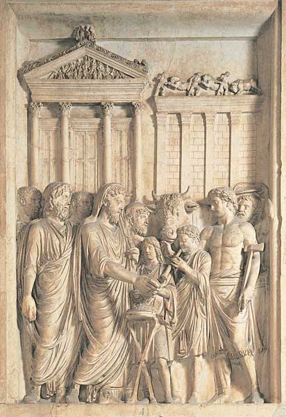 Rilievo da monumento onorario di Marco Aurelio: sacrificio a Giove Capitolino