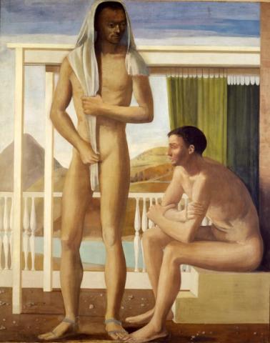 Franco Gentilini, Giovani in riva al mare, 1934, tempera su tela