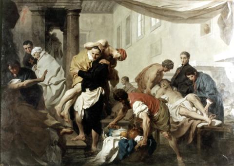 San Camillo de Lellis mette in salvo gli ammalati dell’Ospedale Santo Spirito durante l’inondazione del Tevere del 1598 San Camillo de Lellis mette in salvo gli ammalati dell’Ospedale Santo Spirito durante l’inondazione del Tevere del 1598