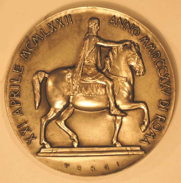 Medaglia annuale del Comune di Roma:statua equestre di Marco Aurelio 