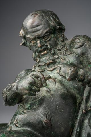 Statuetta in bronzo di un Sileno da un portalucerna dalla Casa della Fontana Piccoli a Pompei,  Museo Archeologico Nazionale di Napoli