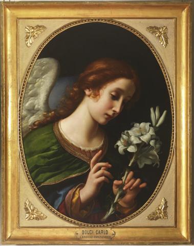Carlo Dolci,  Angelo Annunziante, olio su tela, inv San Marco e Cenacoli n 61, Galleria degli Uffizi