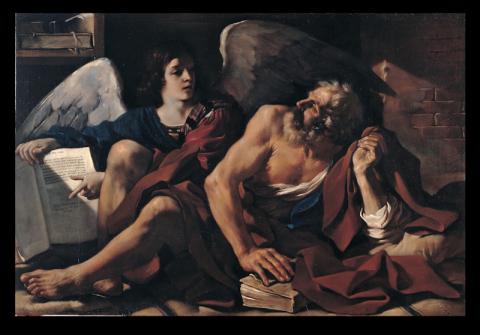 Guercino, San Matteo e l'Angelo, olio su tela, inv. PC 55, Pinacoteca Capitolina