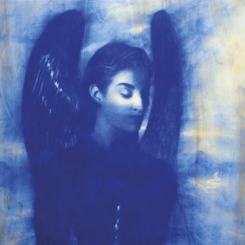 Omar Galliani, Blu oltremare, 1997, pastello su tavola, collezione privata
