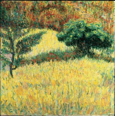 Giacomo Balla – Alberi e siepe a Villa Borghese, 1905 circa, Olio su tela, cm. 101 x 100.8, Collezione della Fondazione Cariverona Giacomo Balla – Alberi e siepe a Villa Borghese, 1905 circa, Olio su tela, cm. 101 x 100.8, Collezione della Fondazione Cariverona