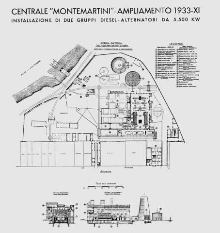 Planimetria del complesso della Centrale nel 1933 Planimetria del complesso della Centrale nel 1933