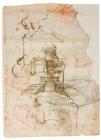 "Sez.V - Tradizione e licenza: Firenze" Michelangelo: Studi per la scala nel ricetto della Biblioteca Lau renziana, 1525