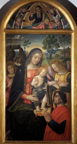 Bernardino di Betto, detto Pintoricchio (Perugia c. 1454 – Siena 1513) Madonna della Pace, c. 1489 - olio su tavola, cm 143 x 70 - San Severino Marche, Pinacoteca Civica Tacchi-Venturi